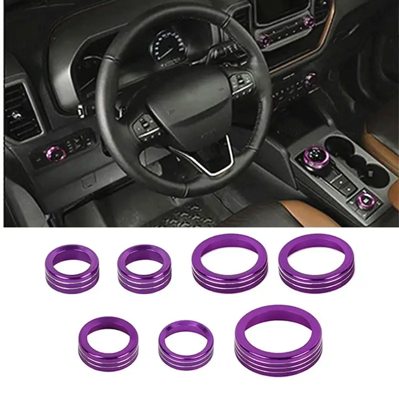 7-Piece Luxury Car Interior Accessories Set, Durable Aluminum Knob Decorations, Fits Ford Bronco 21-24, Enhance Dashboard Aesthetics