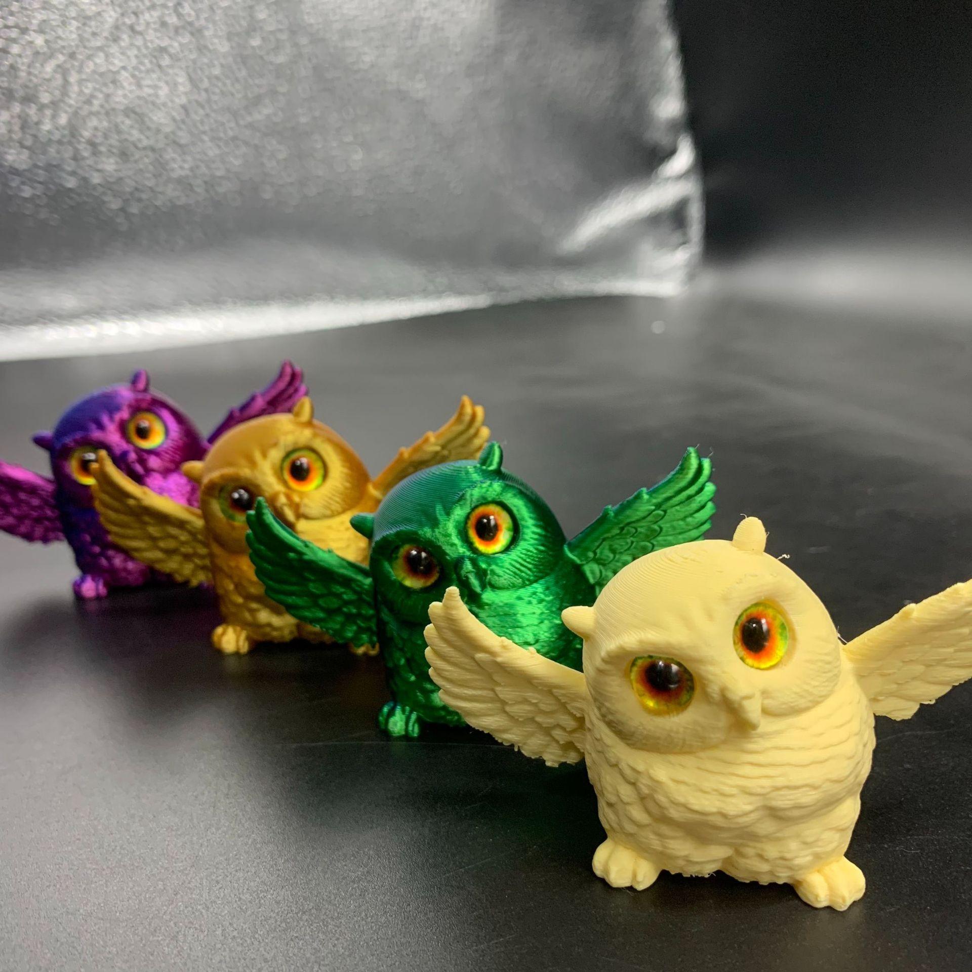 3D Printed New Owl Jointed Action Figure, Realistic Multi-Color Collectible Ornament, Detailed Design for Display & Collection