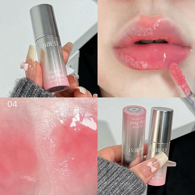 Rainbow Gradient Mirror Lip Gloss, Pure Desire Fruit Lip Highlighter, Pinkish Glow, Suitable for Mirror Makeup Effect, Long-Lasting, Formaldehyde Free