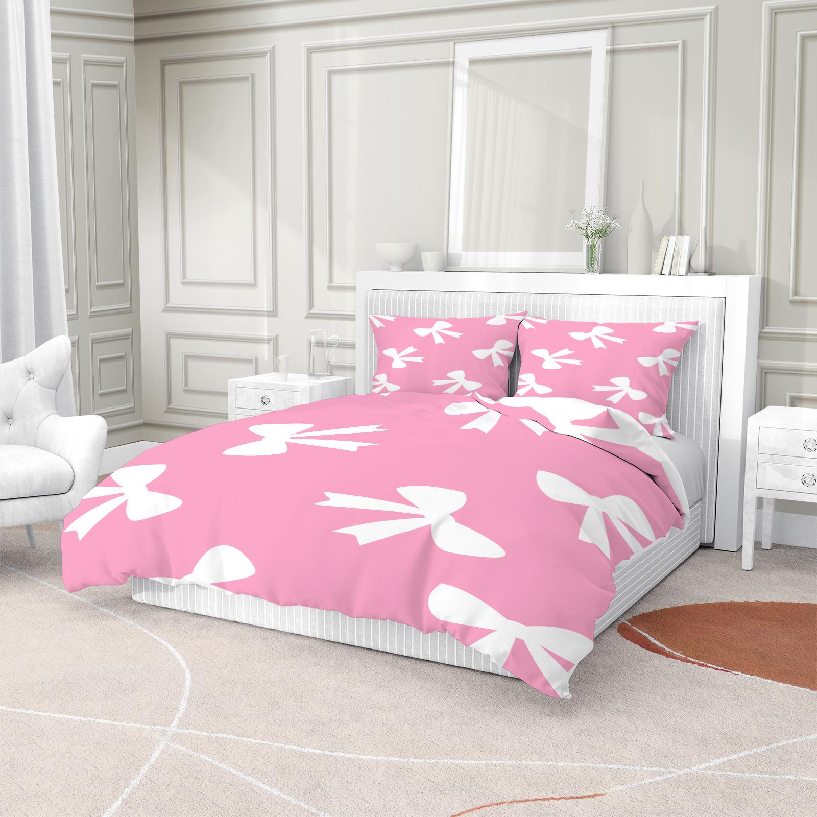 2/3 Pcs Cute Bowknot Duvet Cover Set, Pastel Ribbon Bedding Set for Girls Bedroom, Elegant Warm Gift for Women, Filling Not Included