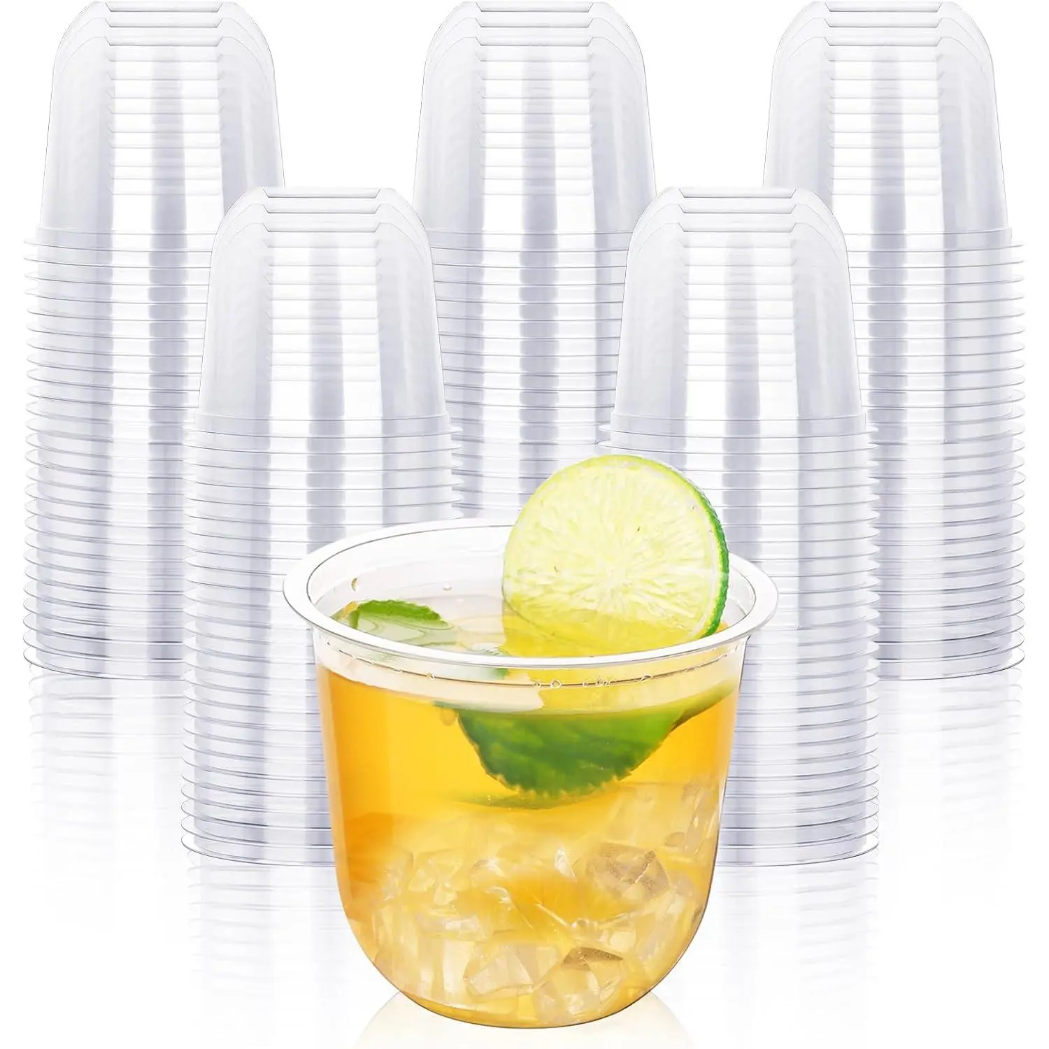 50 count 12oz Plastic Clear Cups, Disposable   Glasses | Round Bottom,  Stemless Party Bar Drink  Cups for Meeting Weddings Birthday Christmas Valentine Party Supplies