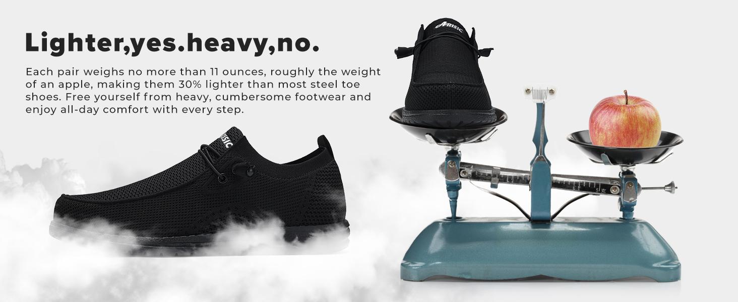 Men's Steel Toe Loafers Shoes Slip On Work Shoes With Lightweight Comfortable Footwear ,Catering Work Shoes,Outdoor Work,Footwear,Paramedic Shoes,Men's and Women's Fashion Mule Shoes