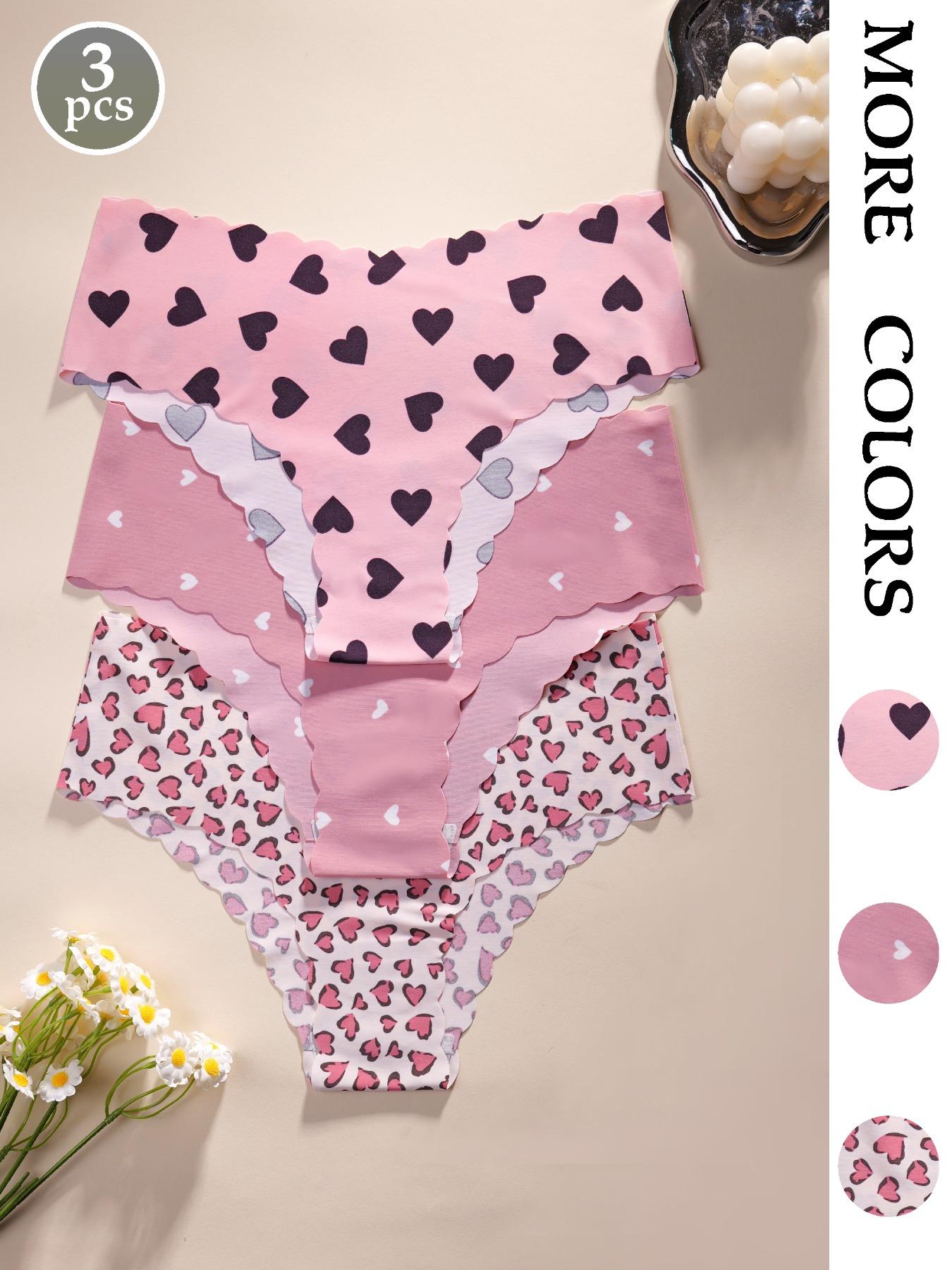 Women's Leopard Print & Solid Color Panties, Comfortable Seamless Triangle Underwear, V-Shape Pull-Up Waistband, Floral Pattern