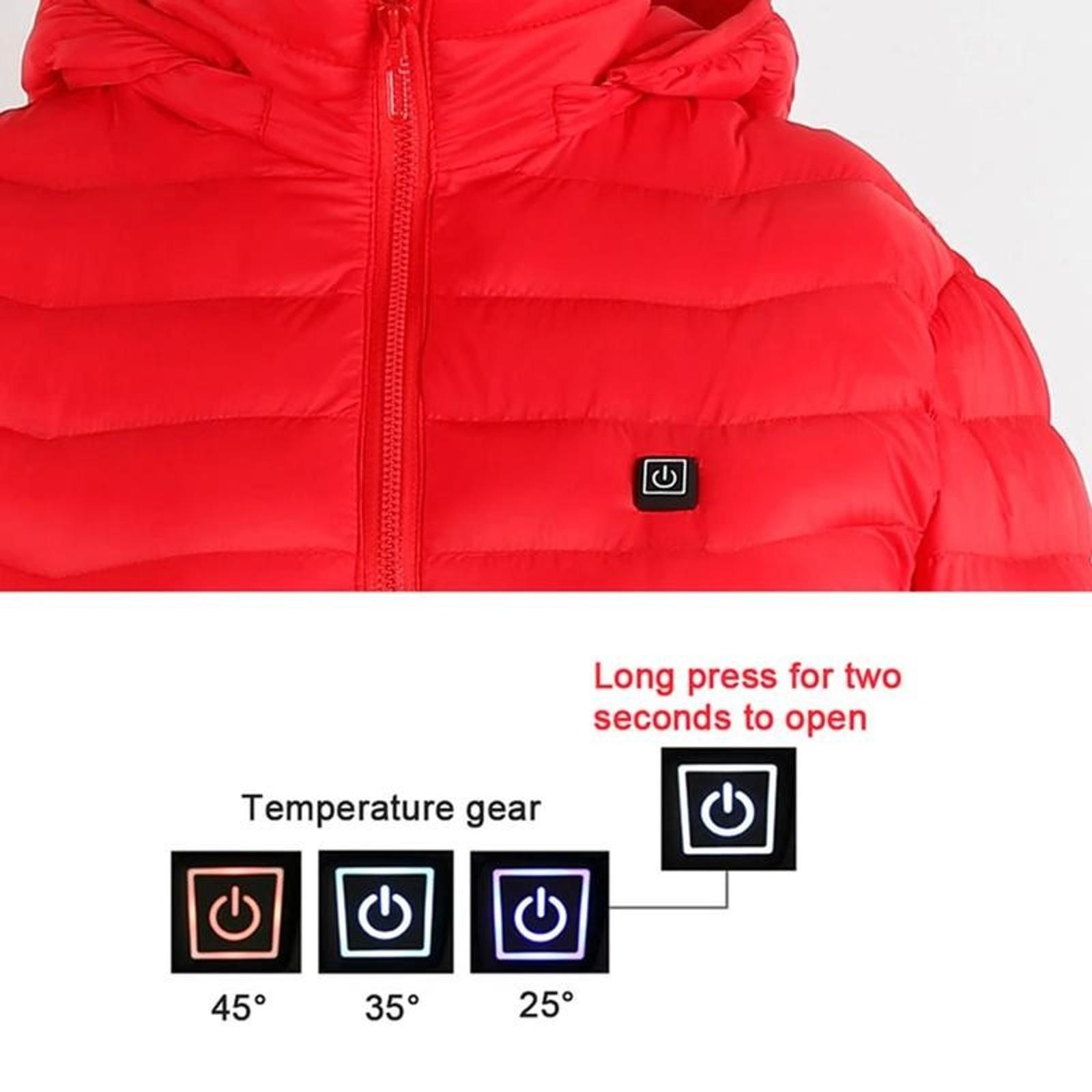 Men's 4-Zone USB Heated Winter Jacket Electric Warming Outdoor Thermal Coat