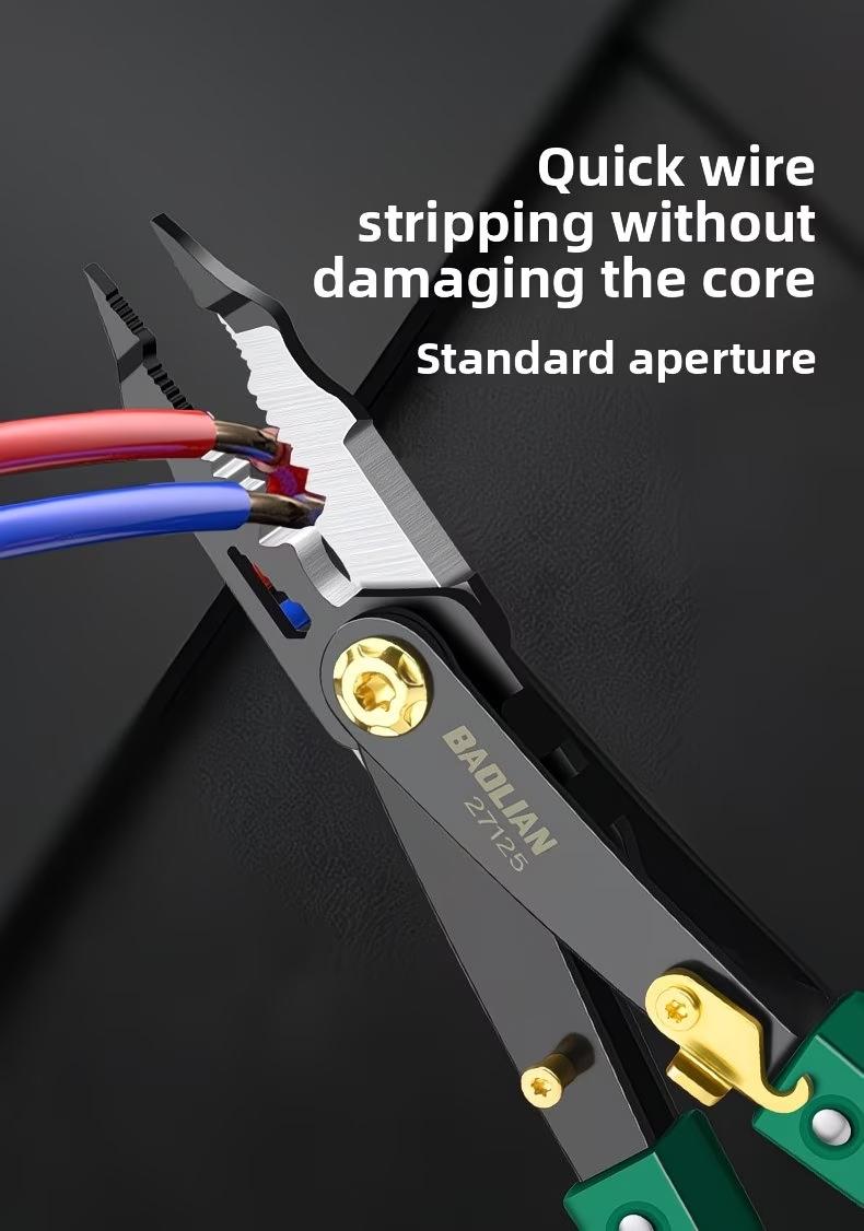 Dual-Head Multi-Function Scissors, High Hardness Deformable Flip Two-In-One Wire Stripping Tool, Quick Powerful Cutting Instrument