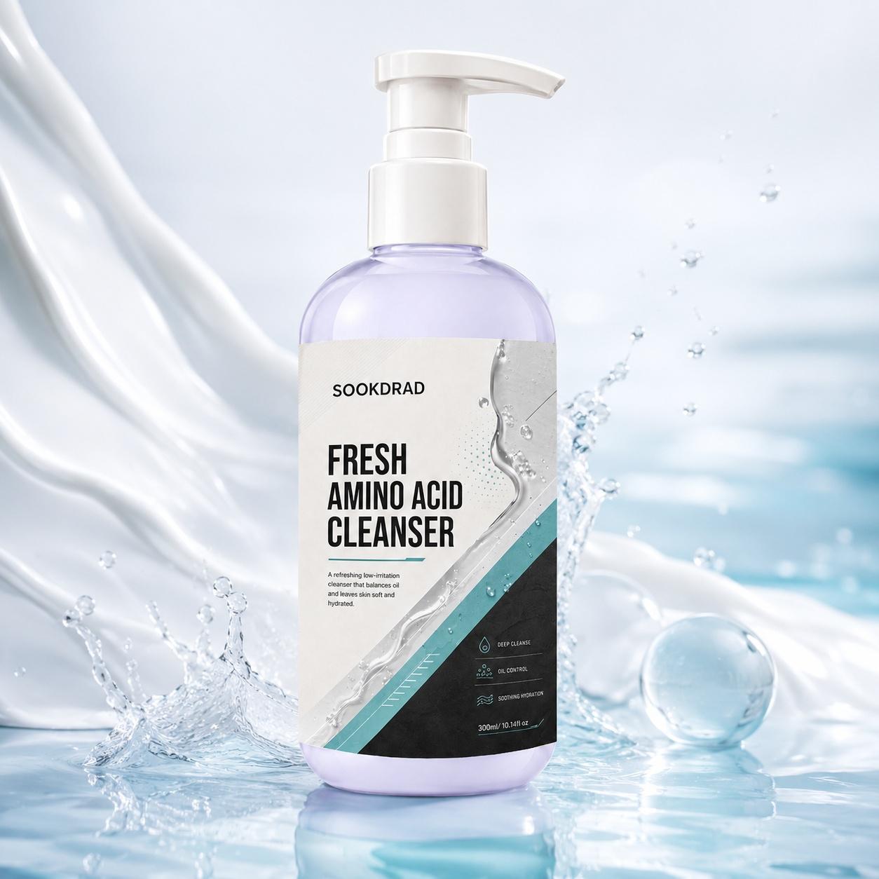Fresh Amino Acid Cleanser, amino acid, deep cleanse, oil control, soothing hydration, low irritation, oil balancing, soft skin, hydrated skin, facial cleanser, all skin types, 300ml/10.14fl.oz