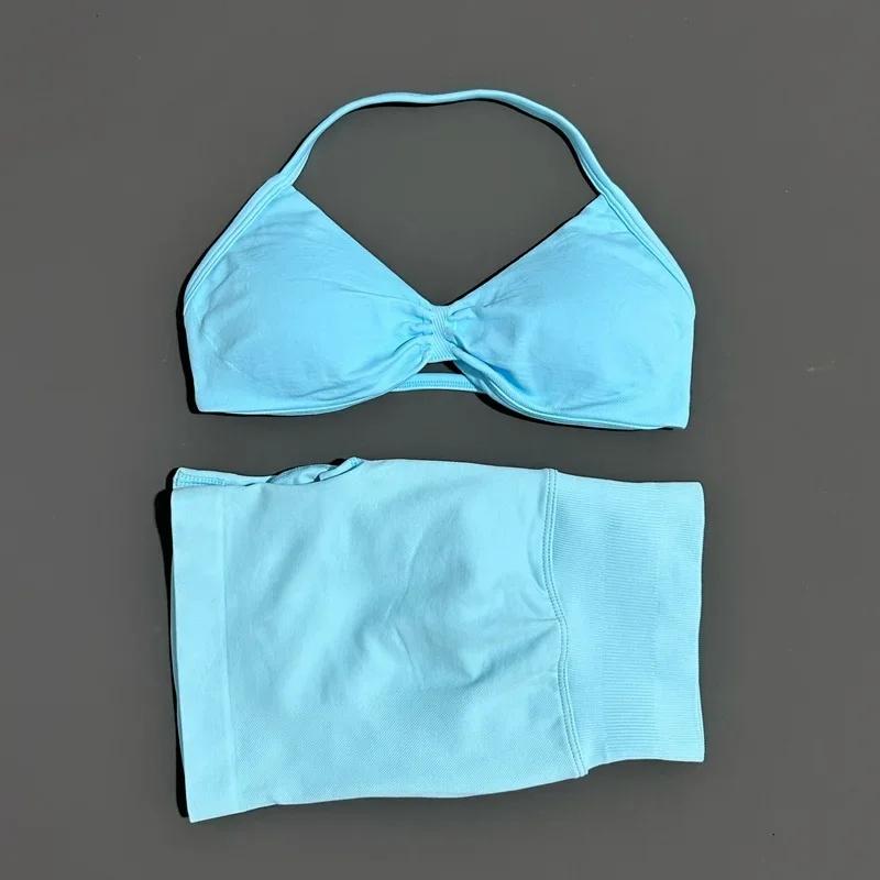 2 Piece Sport Set Women Seamless Yoga Tank Bra Waist Scrunch Bum Gym Shorts Sets Fitness Running Workout Suit,Sports,Leggings,Backless,Halter,Crop,Butt,stylish,activewear,,daily,outfit,,Insulated,Hunting,Camo,mfvim,woman,,athletic,, Two Piece Set