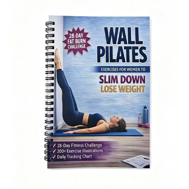 Women's Wall Pilates 28-Day Fat Loss Training Manual, Beginner Home Workout Log, Body Sculpting Fitness Challenge Book