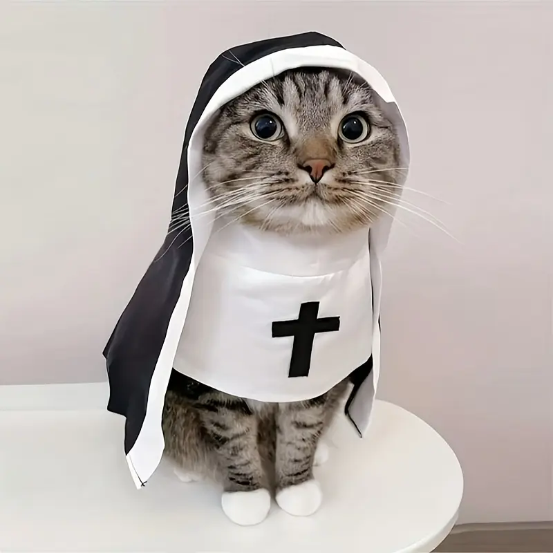1pc Pet Nun for Party Decoration Funny Costumes Suitable for Party Photos Cute Cat Costumes Pet Costumes Pet Supplies Suitable for Medium-Sized Cats And Small Dogs