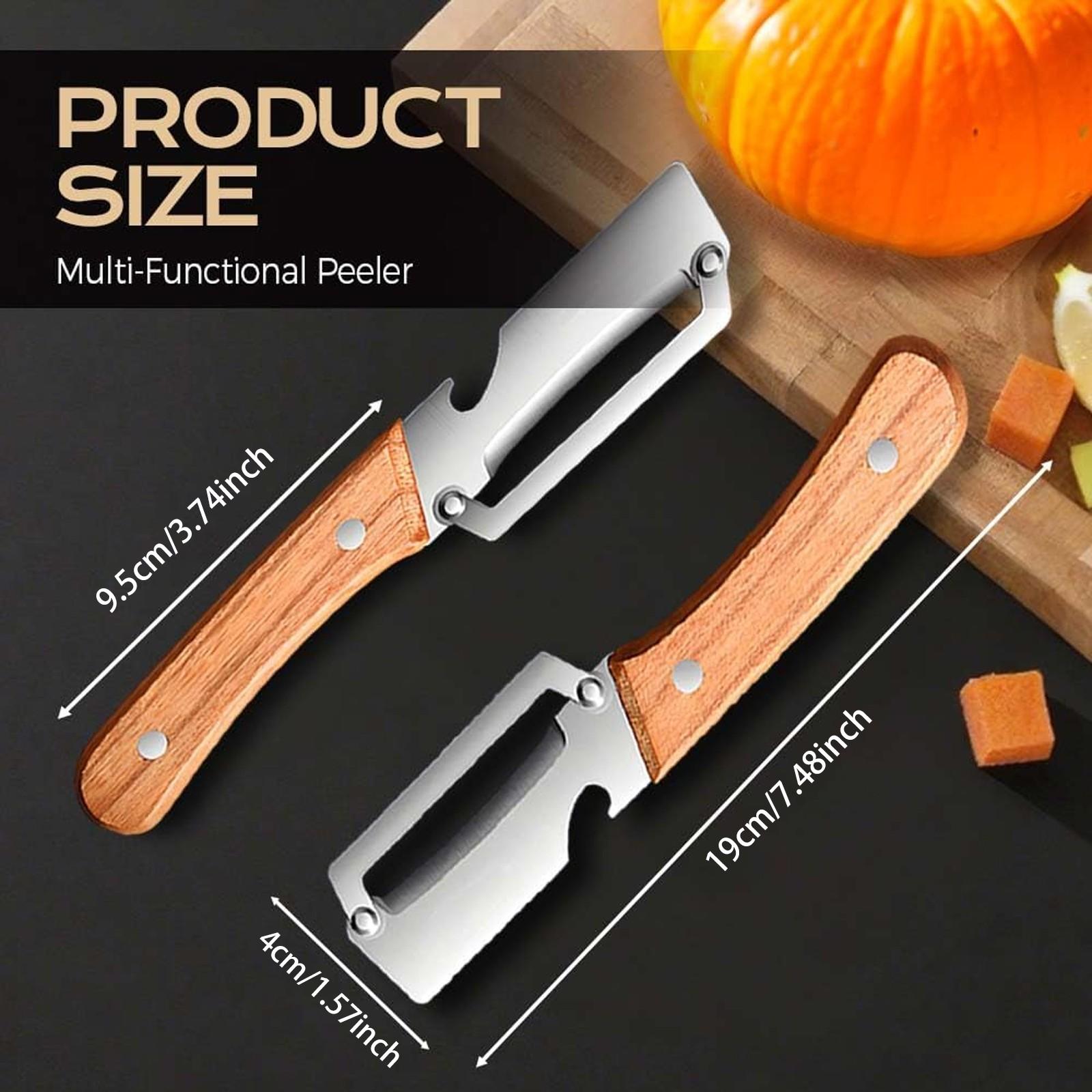 2PCS Vegetable Peeler, Multi-Functional Vegetable Peeler with Bottle Opener, 2-in-1 Stainless Steel Kitchen Tool for Kitchen Prep, Camping, Apple Potato Pumpkin Papaya Peeling
