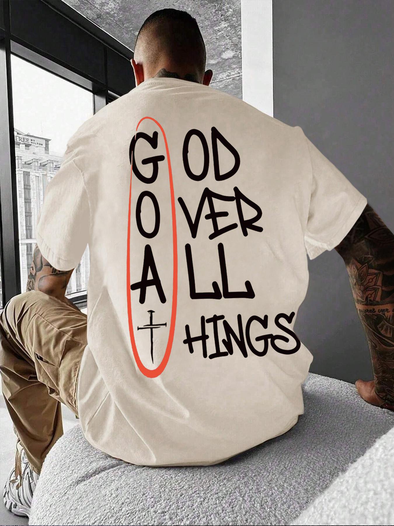 Men's Letter Print Round Neck Tee, Loose Street Fashion Short Sleeve T-shirt for Daily Wear, Casual Comfy Top for All Seasons