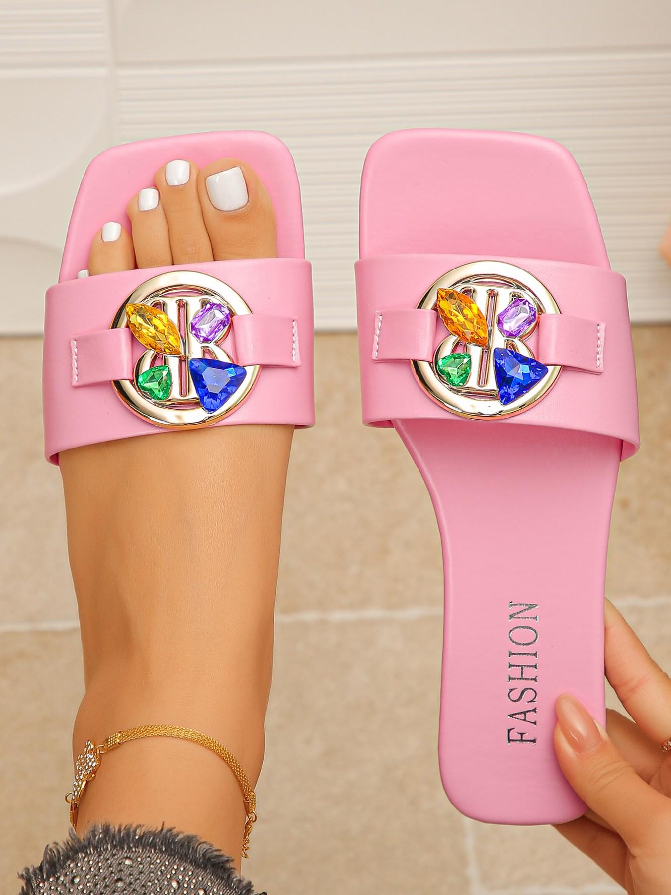 Fashion Trend Candy Color Women's Flat Sandals, Plain PU Leather Design, Ideal Beachwear Footwear, Comfortable Rubber Sole