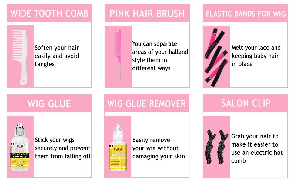 19 counts Pink Electric Hot Comb Hair Straightener Hot Comb Electric for Wigs Electrical Straightening Comb Curling Iron Smooth Adjustable Salon Brush