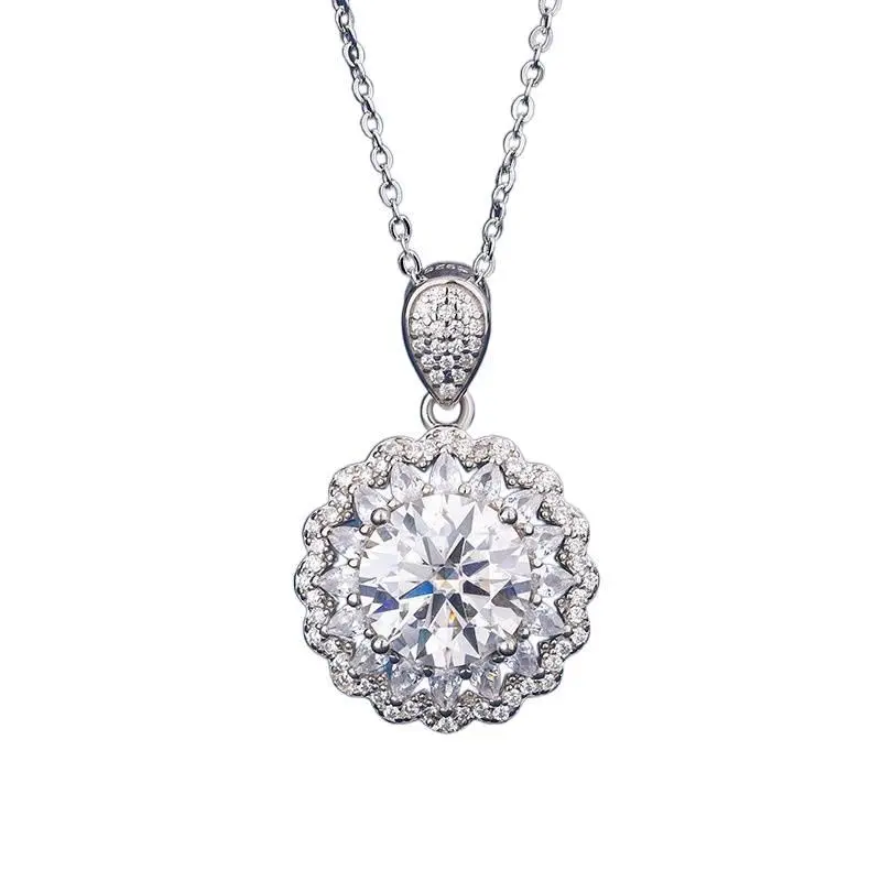women wedding engagement moissanite jewelry crystal diamond necklaces & pendants 5 carat high carbon diamond sun flower pendant full diamond clavicle chain live stream popular factory wholesale one piece