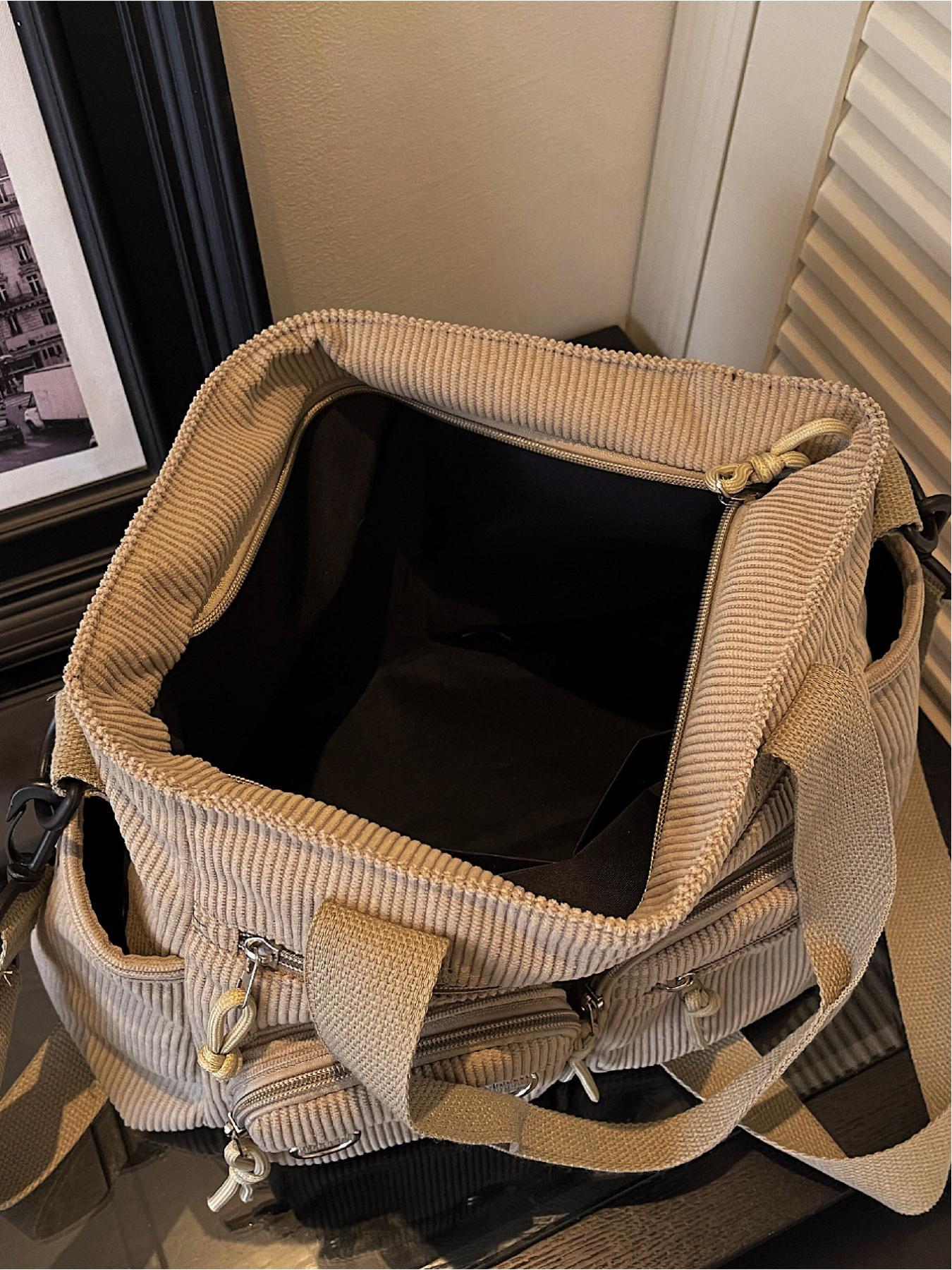 Women's Large Capacity Casual Solid Color Multi-Pocket Crossbody Tote Bag, Versatile Commuter Bag for Daily Use, Stylish Ladies' Outing Handbag, Stylish Square Bag