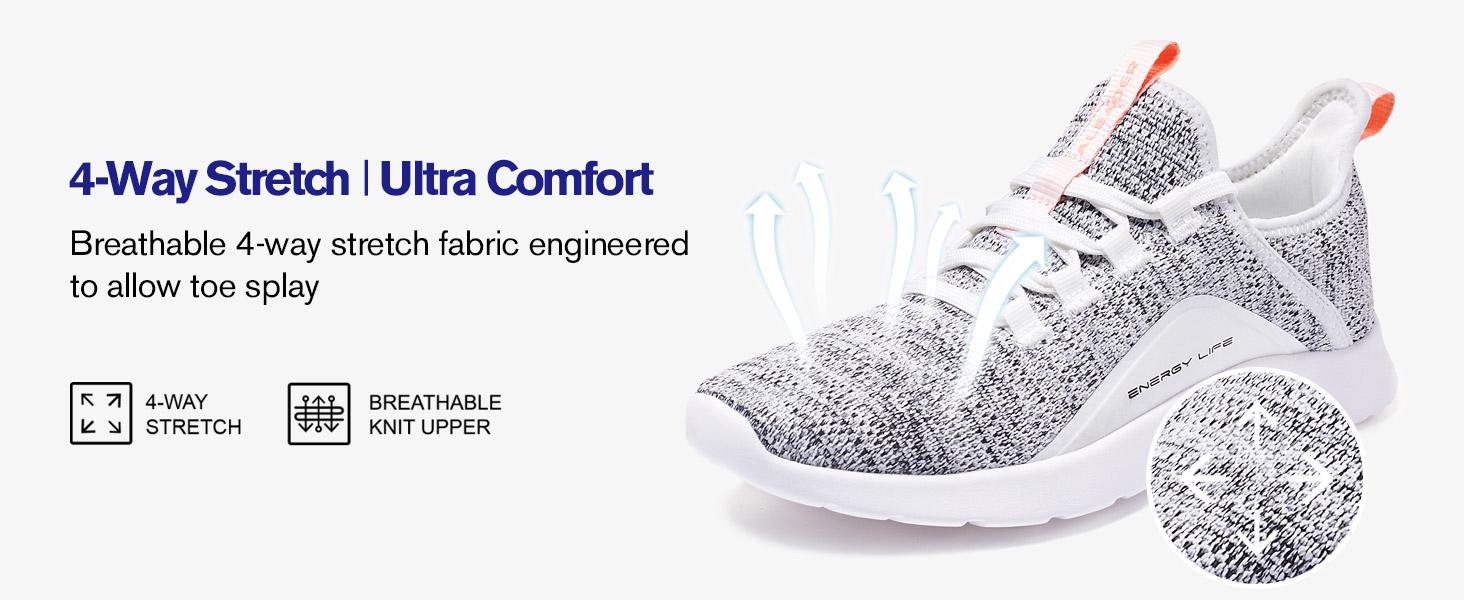 ALEADER Women's Classic Running Shoes Energycloud Lightweight and Versatile Walking Shoes for Fitness White Workout Sneakers