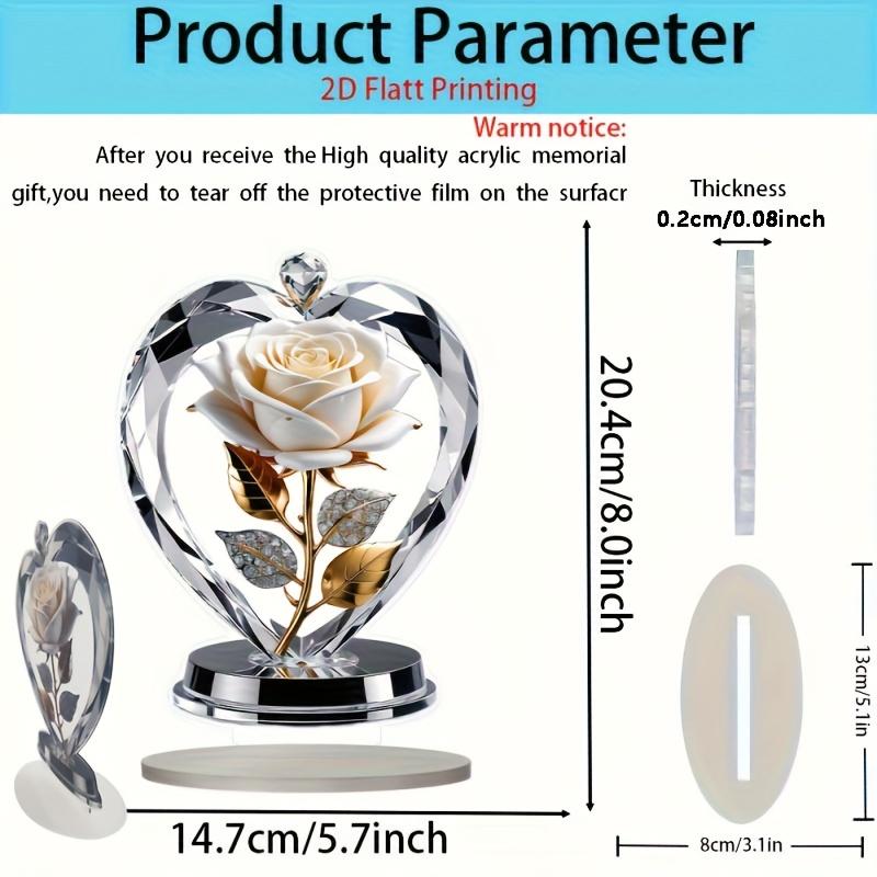 Elegant Rose Heart Decor, Transparent Acrylic Base, No Assembly Required, Lightweight Durable Table Decoration for Weddings