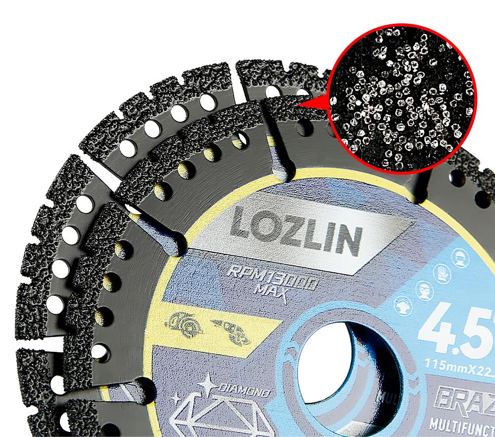 LOZLIN 4.5" 1PCS/3PCS Multi-Material Cutting Blades - Dry Cut Metal,  Tile, Stone & Plastic - Angle Grinder Saw Blades for Cast Iron & Marble (115mm) Tool Accessories