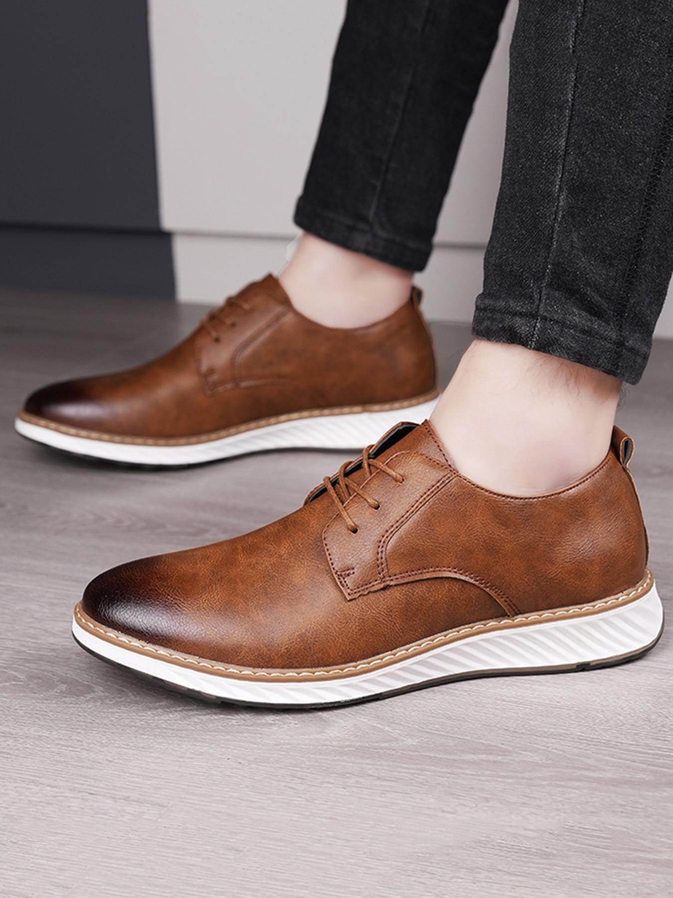 Men's Lace-Up Derby Shoes, Formal and Casual Wear, Fashion Leather Shoes, Comfortable for Office or Special Occasions
