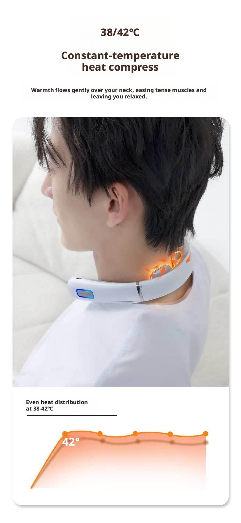 Convenient Cervical Massager with Hot Compress, Multi-functional Household Remote Control Mini Neck Massager,Suitable for workouts, ideal for home, office and travel use