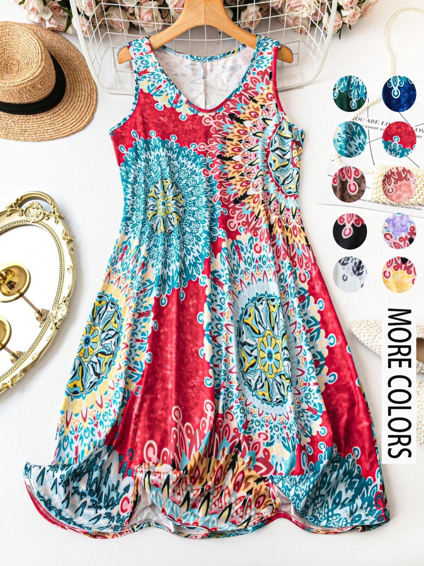 Women's Plus Size All Over Print Tank Dress. Casual Basic Sleeveless Dress. Comfortable and Stylish. Perfect for Vacation and Home Use. Boho. Bohemian Women's Plus Size All Over Print Tank Dress. Casual Basic Sleeveless Dress. Comfortable and Stylish. Perfect for Vacation and Home Use. Boho. Bohemian