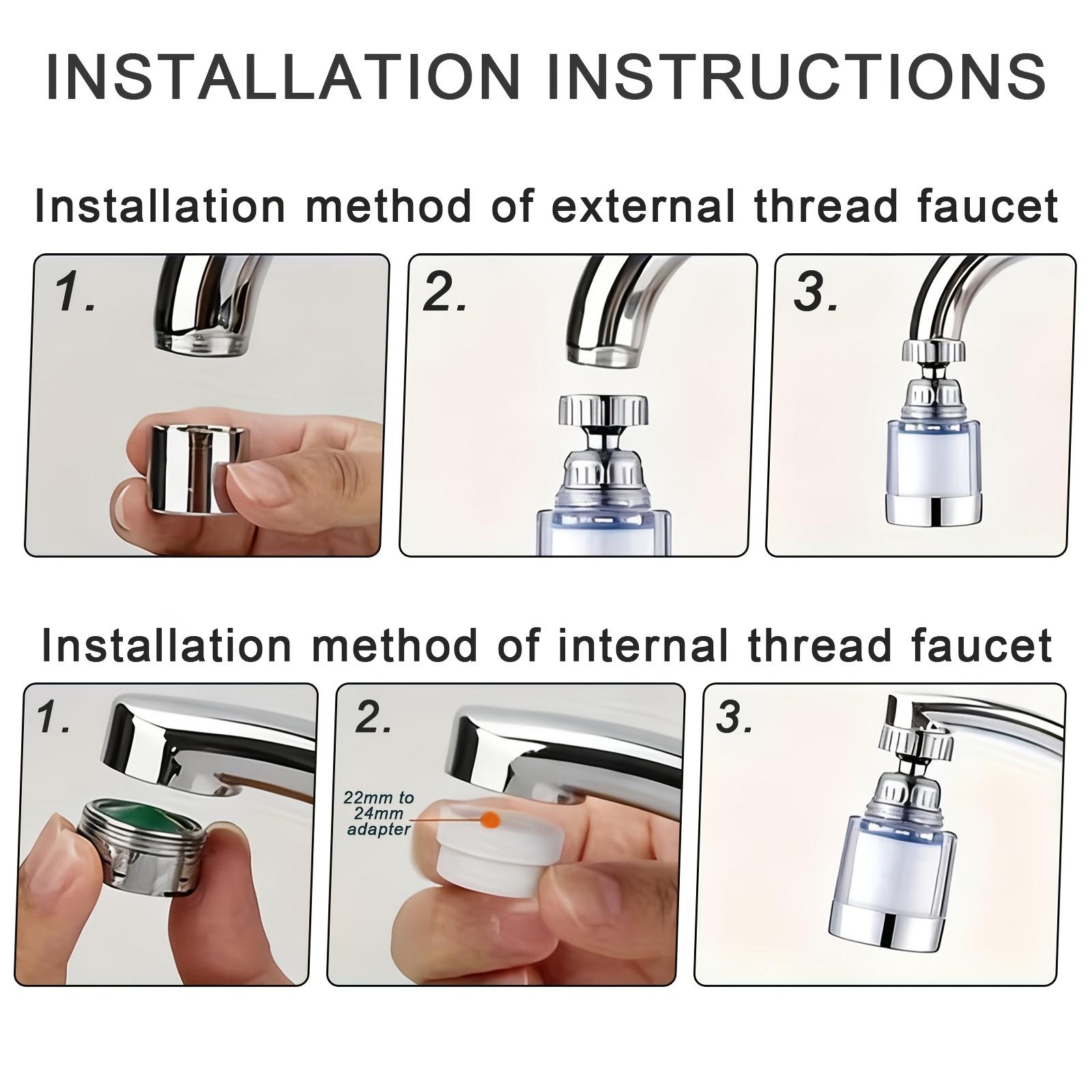 1 PC Faucet Equipped with 4 Replaceable Filter Cartridge, Splash-Resistant Faucet Spout with a Filter, Rotary Water Filter Extension for Faucets, Water Purification System for Kitchen And Bathroom