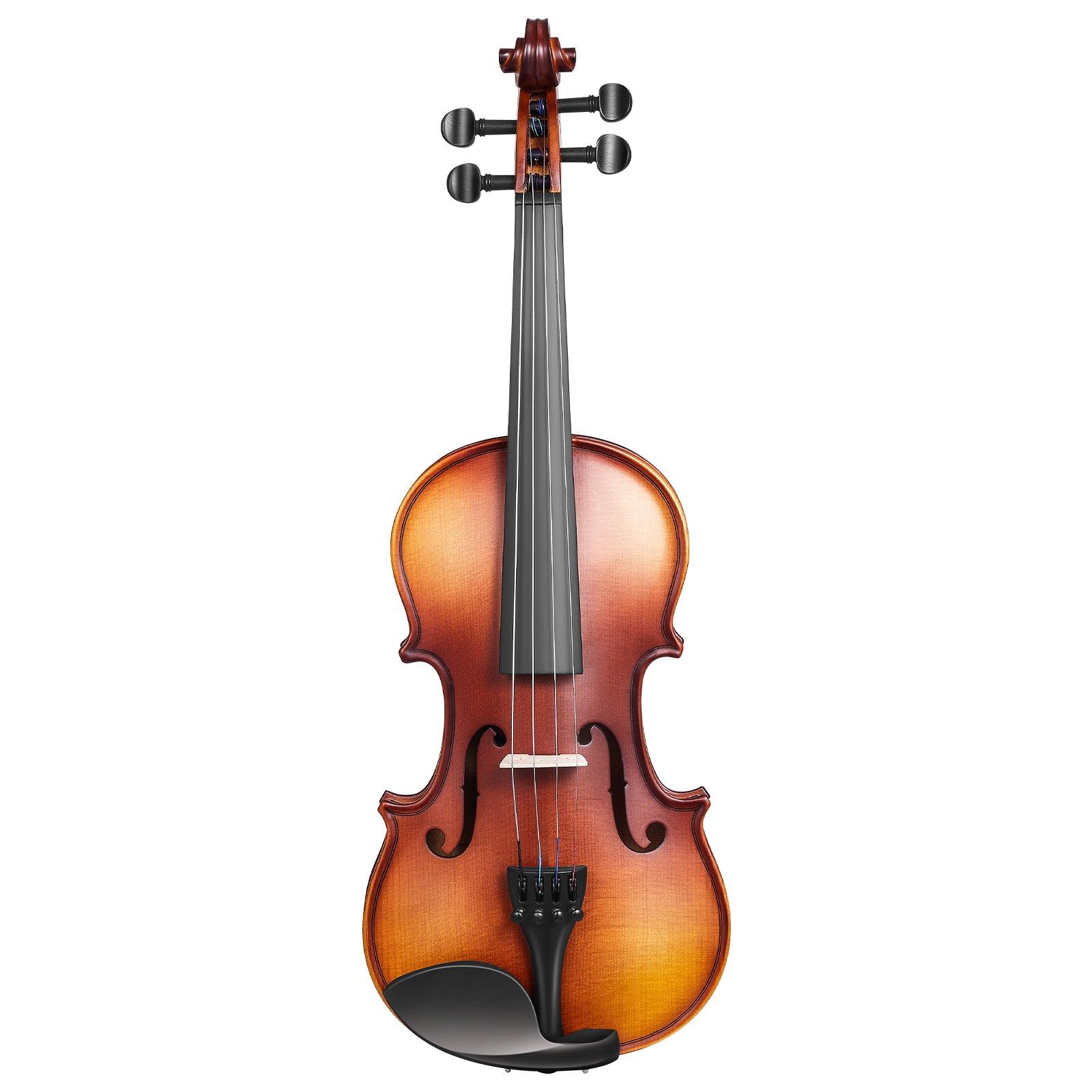 VEVOR 1/2 Size Solidwood Violin Full Kit, Professional Brown Musical Instrument for Beginners, Includes Hard Case, Rosin, Bow, Shoulder Rest, Bridge, Tuner, Extra Strings