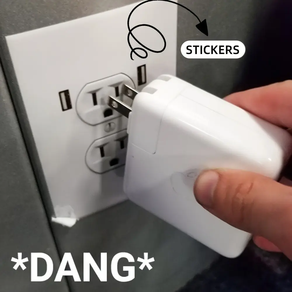 3 Funny Fake Power Outlet Stickers, Perfect for Office Pranks and Jokes, Plug Stickers for April Fools' Day, Office Gag Gifts