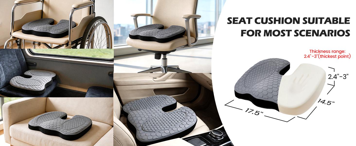 【FathersDayGift】Seat Cushion - Foam Seat Cushion for Office Chairs & Car Cooling Gel Memory - Seats Sciatica & Hip & Coccyx Pain Relief Desk Chair Cushion for Long Sitting Office Workers, Gaming, Car Drivers 【FathersDayGift】Seat Cushion - Foam Seat Cushion for Office Chairs & Car Cooling Gel Memory - Seats Sciatica & Hip & Coccyx Pain Relief Desk Chair Cushion for Long Sitting Office Workers, Gaming, Car Drivers