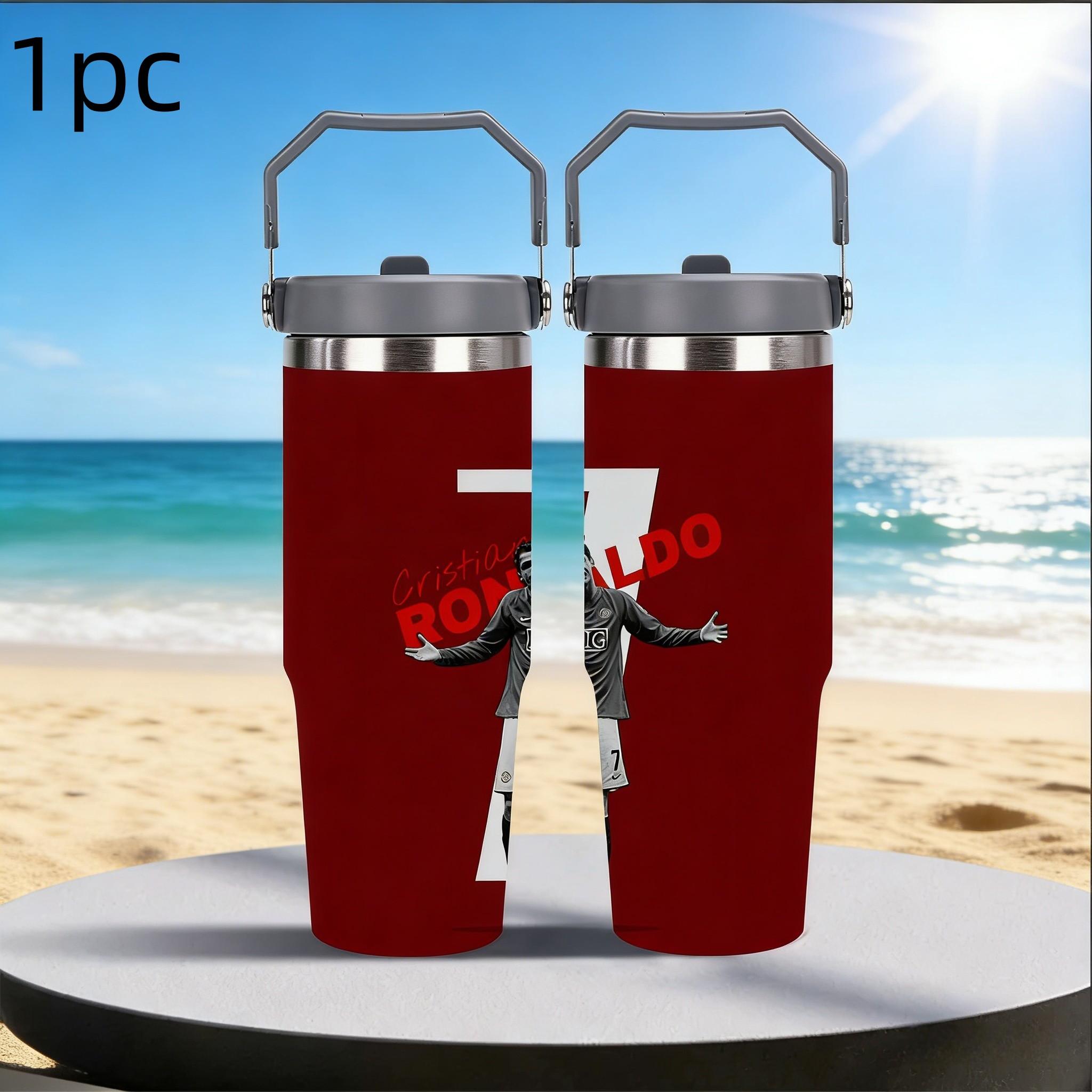 1pc 30oz stainless steel large-capacity car water bottle, Number 7 jersey Pattern，for Cristiano Ronaldo fans.for football enthusiasts. various patterns to choose from, fan gift, Outdoor camping Coffee Cups & Mugs