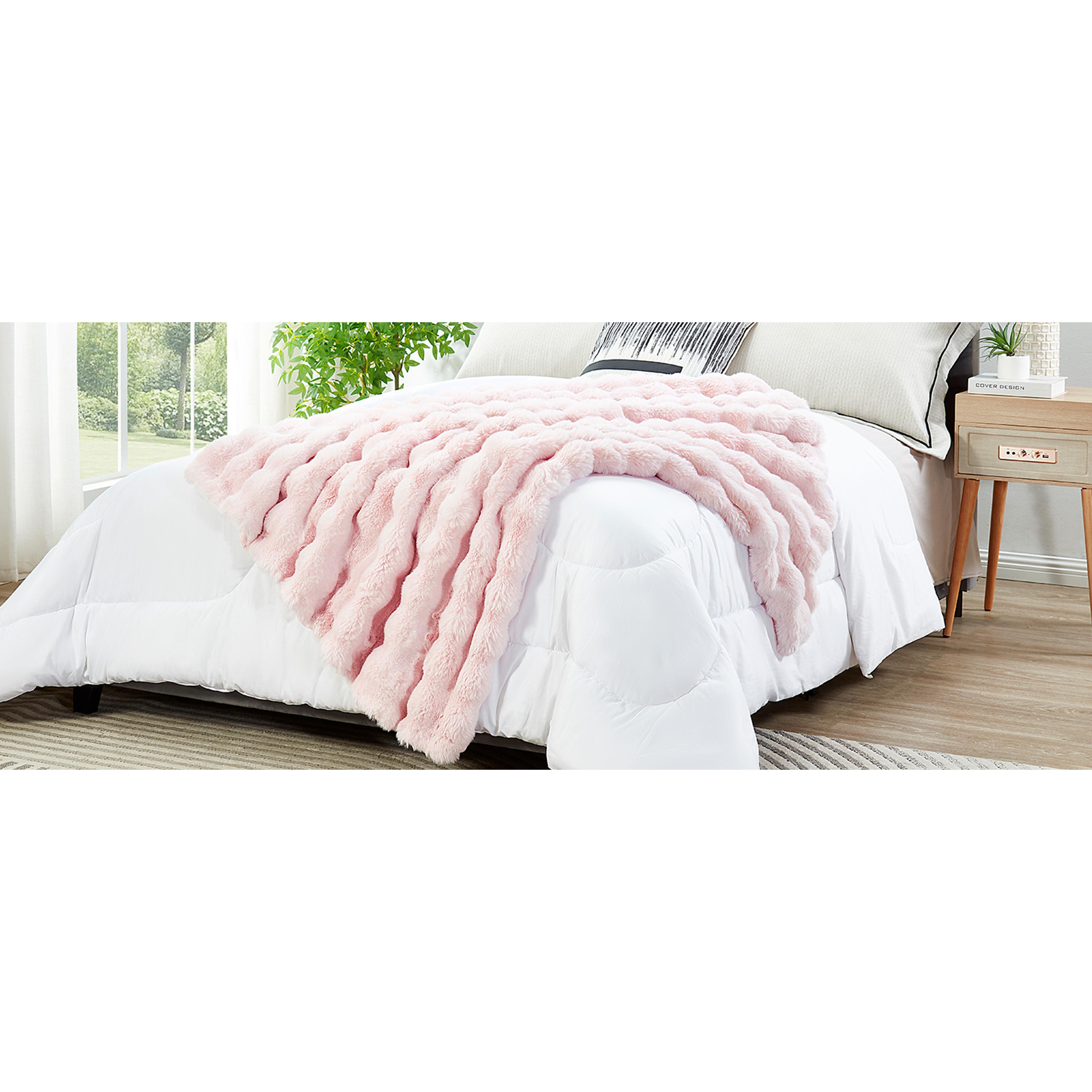 Decorative Soft Fluffy Bubble Faux Rabbit Faux Fur Throw Blanket 50" x 60",Reversible Cozy Accent Thick Warm Furry Blankets for Winter,Lovely Cute Washable Plush Fuzzy Blanket for Women, Pink Decorative Soft Fluffy Bubble Faux Rabbit Faux Fur Throw Blanket 50" x 60",Reversible Cozy Accent Thick Warm Furry Blankets for Winter,Lovely Cute Washable Plush Fuzzy Blanket for Women, Pink