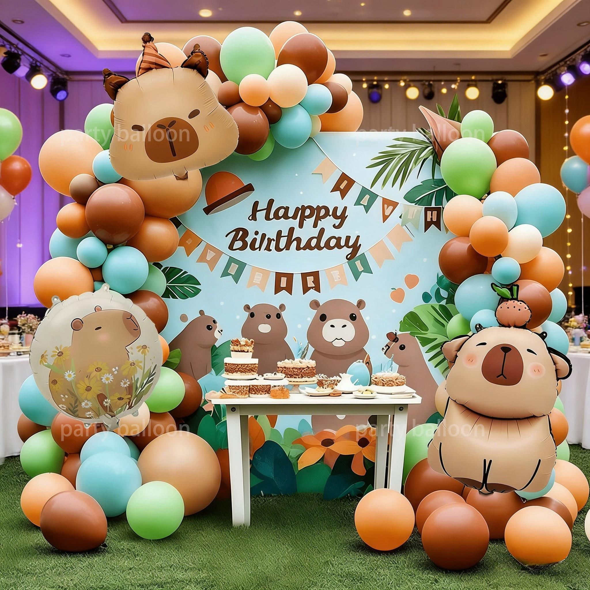 126 Piece Capybara Birthday Balloon Arch, Forest Style Party Decor, Includes Alum Foil and Latex Balloons, Perfect for Birthdays and Events