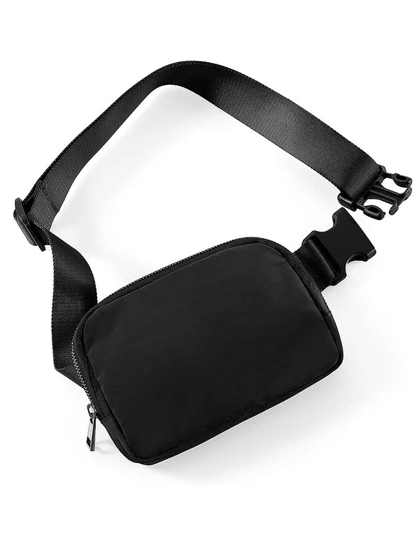 Fanny Zipper Belt Bag Waist Pack Crossbody Bags Bum Bag for Running Hiking Travel Workout Adjustable Strap for Women -black