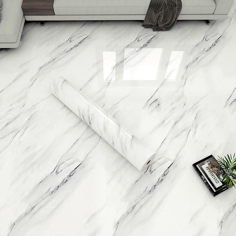 Self Adhesive Vinyl Floor Tile, 1 Roll, 15.74" X 118.11", Bianco Marble Pattern, Marble Texture, Peel & Stick, DIY Flooring for Kitchen, Dining Room, Bedrooms & Bathrooms, Peel and Stick Flooring