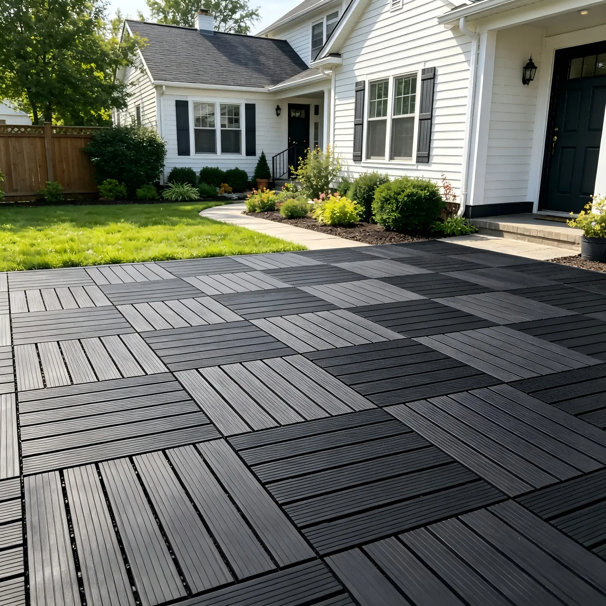11 pieces/22 pieces interlocking deck tiles - 12"x12" patio tiles, easy to install, durable PP material, all-weather flooring - PVC flooring, suitable for garden lawns, porches, pool edges, balconies, and backyard landscape decorative patio floor tiles