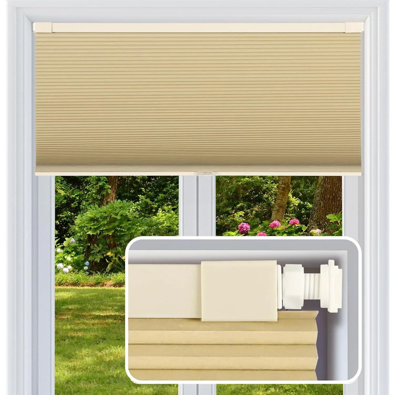 Cellular Shades, No No Window Blinds, Blackout Light Blocking Cellular Shades for Window, Thermal Insulation Blinds, Easy to Install, Light 31"W x 48"H