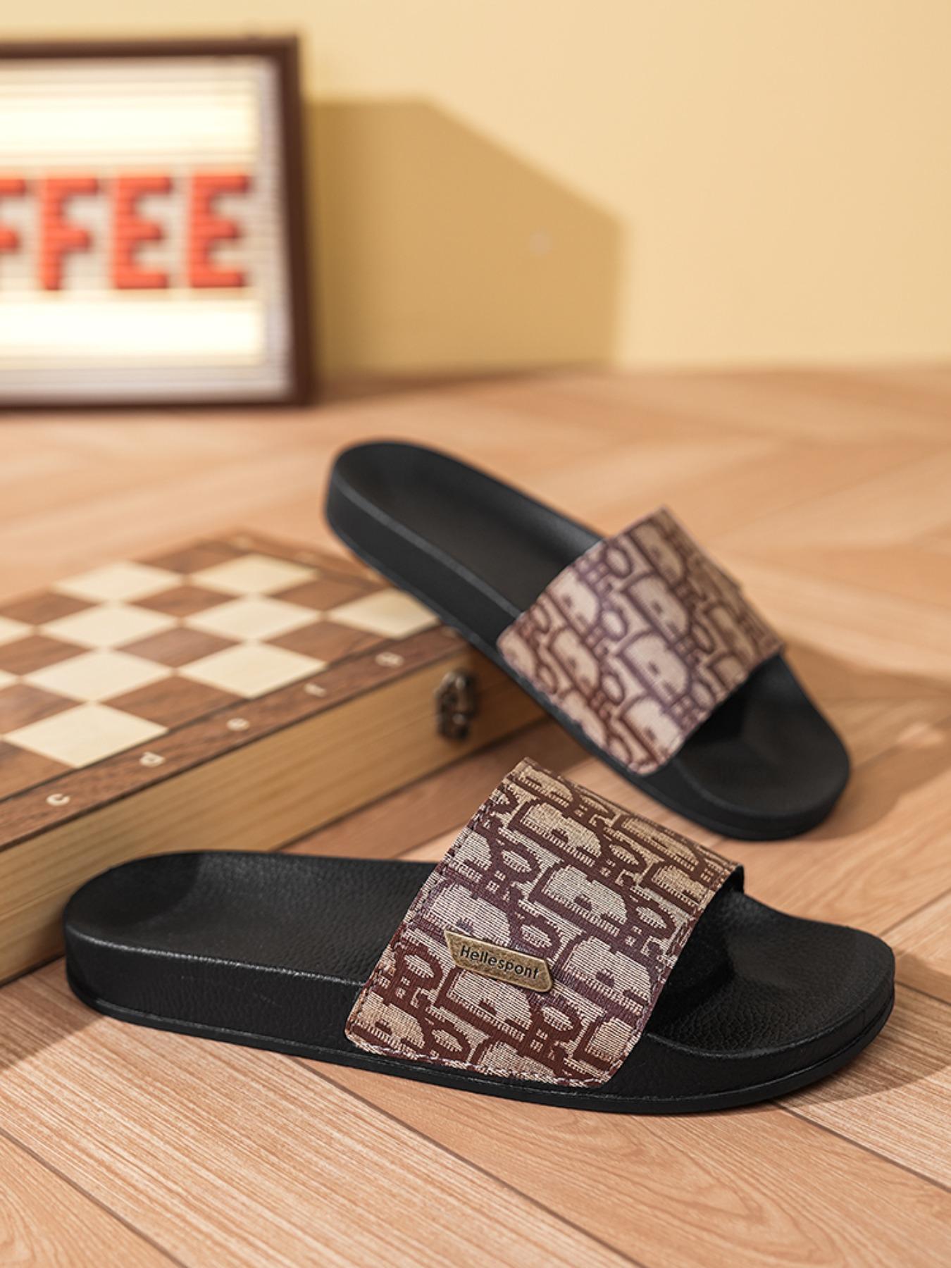 Men's Letter Print Slides, Slide Slippers, Casual Comfortable Lightweight Summer Sandals for Beach, Pool & Outdoor Wear, Trendy Casual Flip Flops for Active Lifestyles, Boy, Slipper