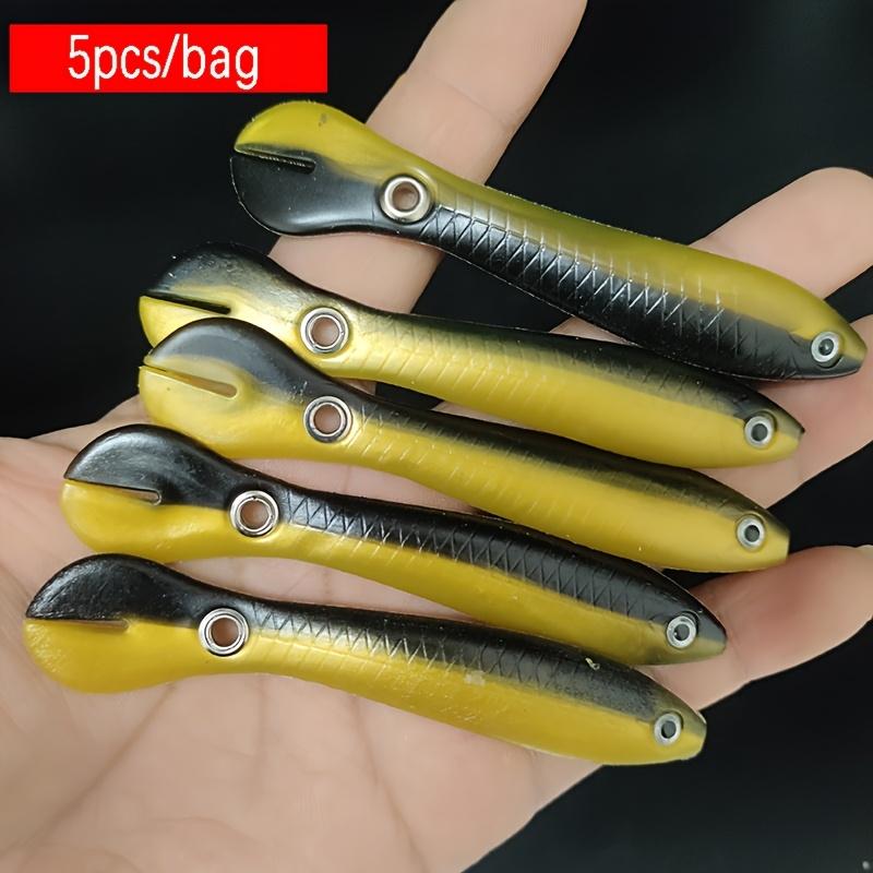 7cm/10cm 5pcs Mud Loach Bionic False Bait Roadside Throwing Tail Fish Soft Bait Freshwater Pufferfish Bass Black Fish Catfish Soft Insect Soft Fish Bait