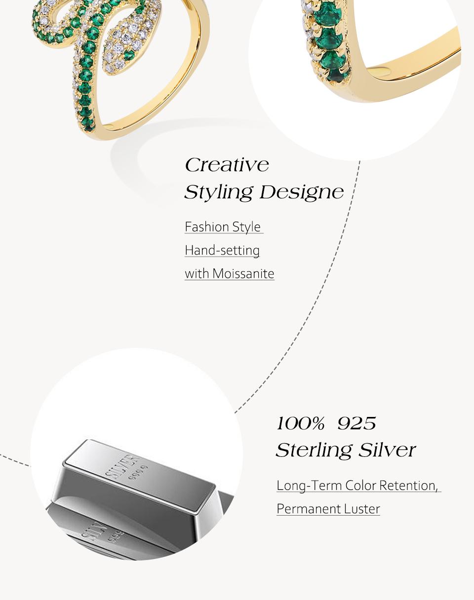 Stunning Lab-Created Moissanite Snake Ring | Sparkling Serpent Jewelry for Bold Style | Unique Design & Luxury 925 Sterling Silver Rings Gift R230 SpringStatements