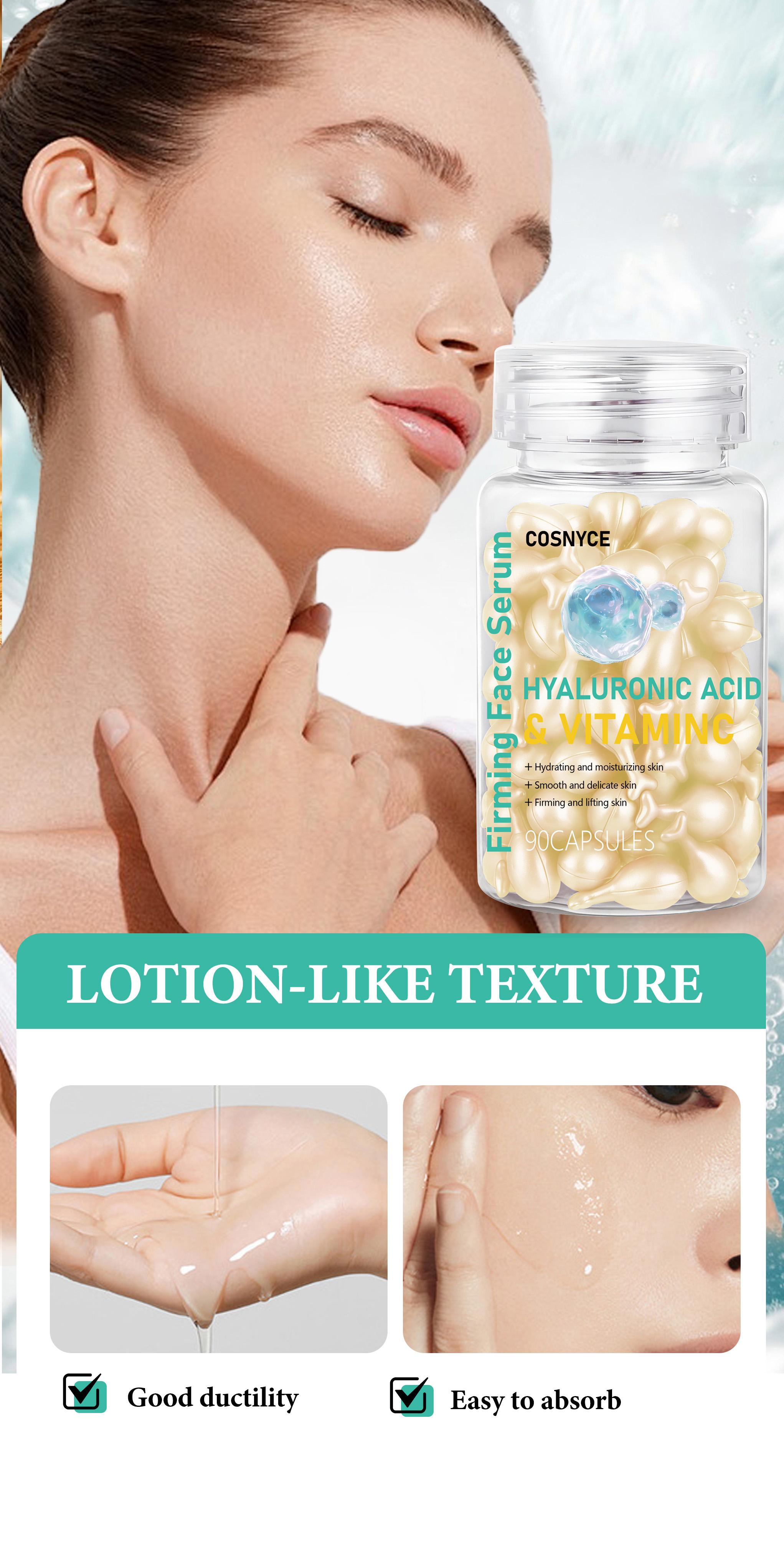 Cosnyce Firming Face Serum, Hyaluronic Acid, Ascorbic Acid, Glycerin, Moisturizing, Skin Care, Hydrating, Tightening