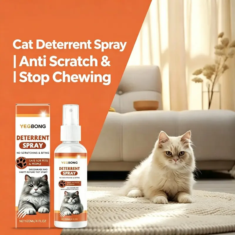 Cat Deterrent Spray Anti Scratch Training Spray, Stop Cats Chewing Scratching Furniture, Plant Extract Safe Gentle Formula, Won’t Harm Fabrics & Floors