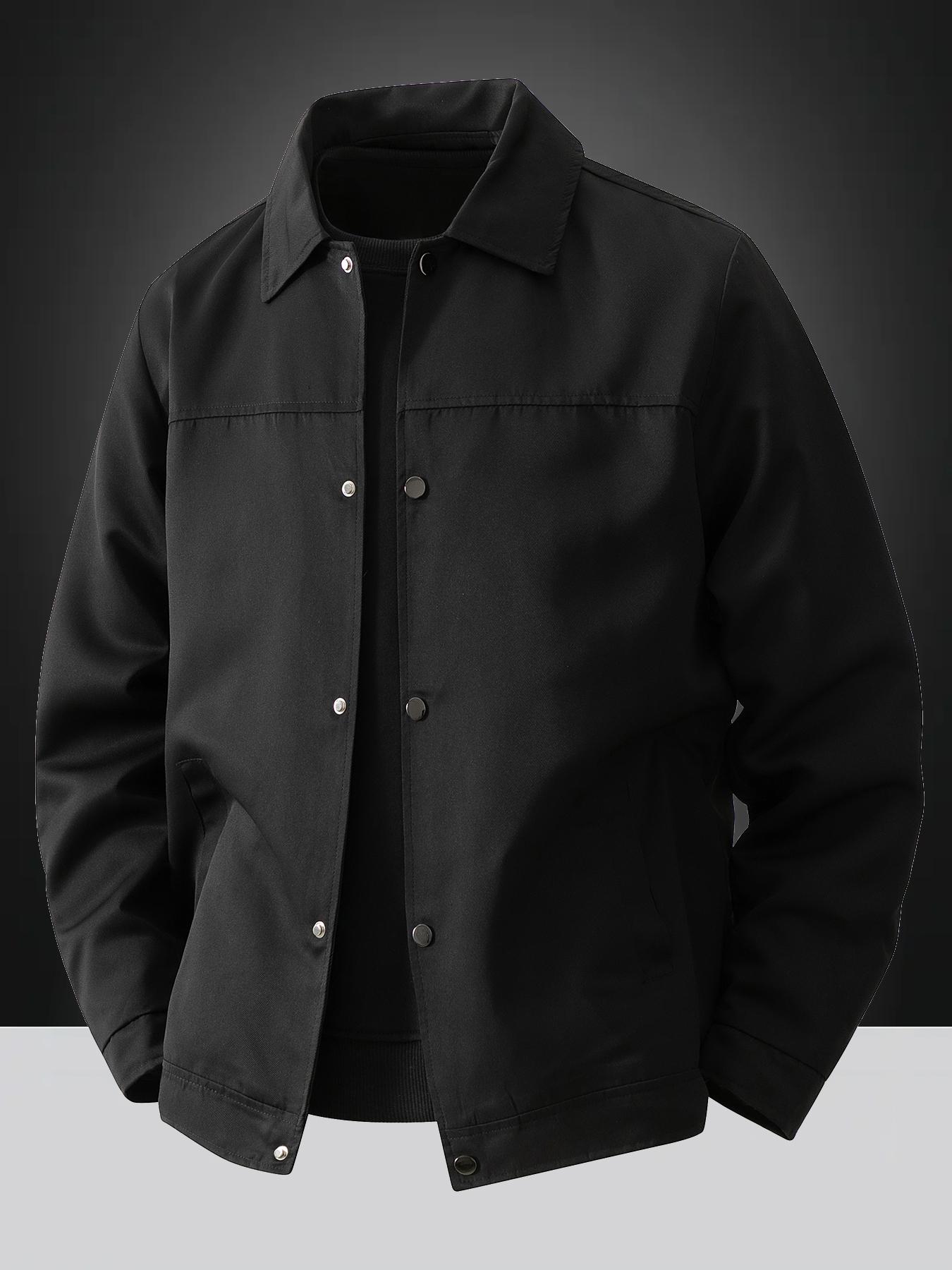 Men's Spring and Autumn Lightweight Casual Jacket - Simple Office Solid Color Light Business Style Collar Jacket, Button Front and Button Closure Design, Machine Washable, Polyester Fiber, Suitable for Daily Leisure, Work and Formal occasions