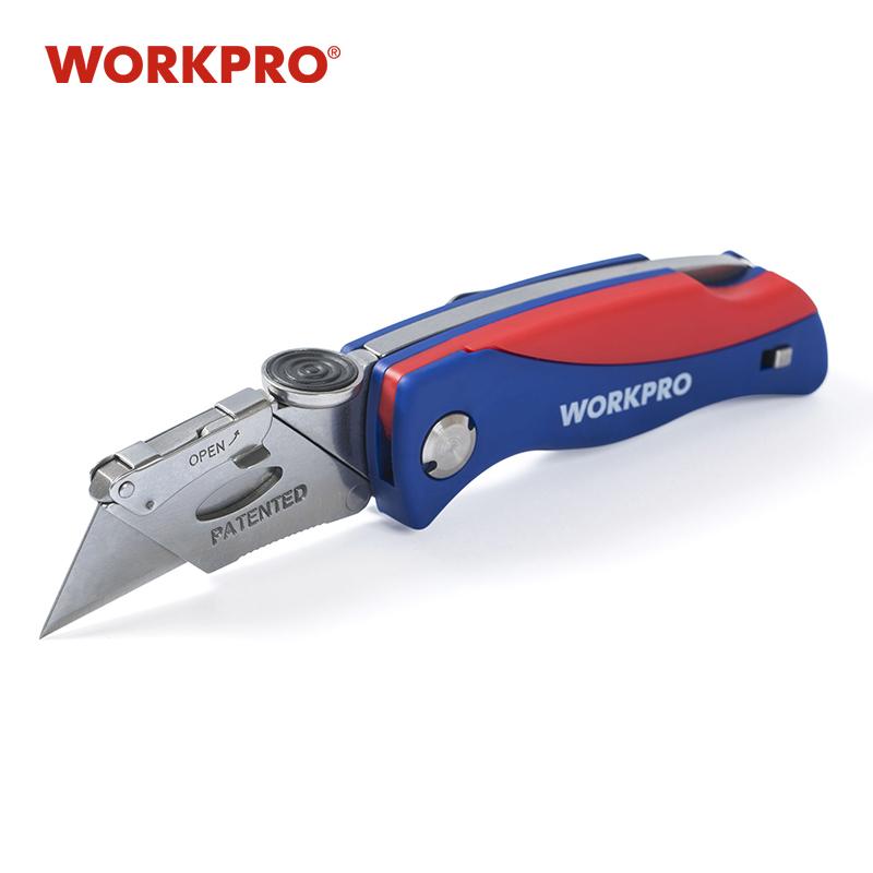 #SpringGlowUp WORKPRO Folding Utility Knife, Quick-Change Box Cutter, Blade Storage in Handle with 5 Extra Blades Included