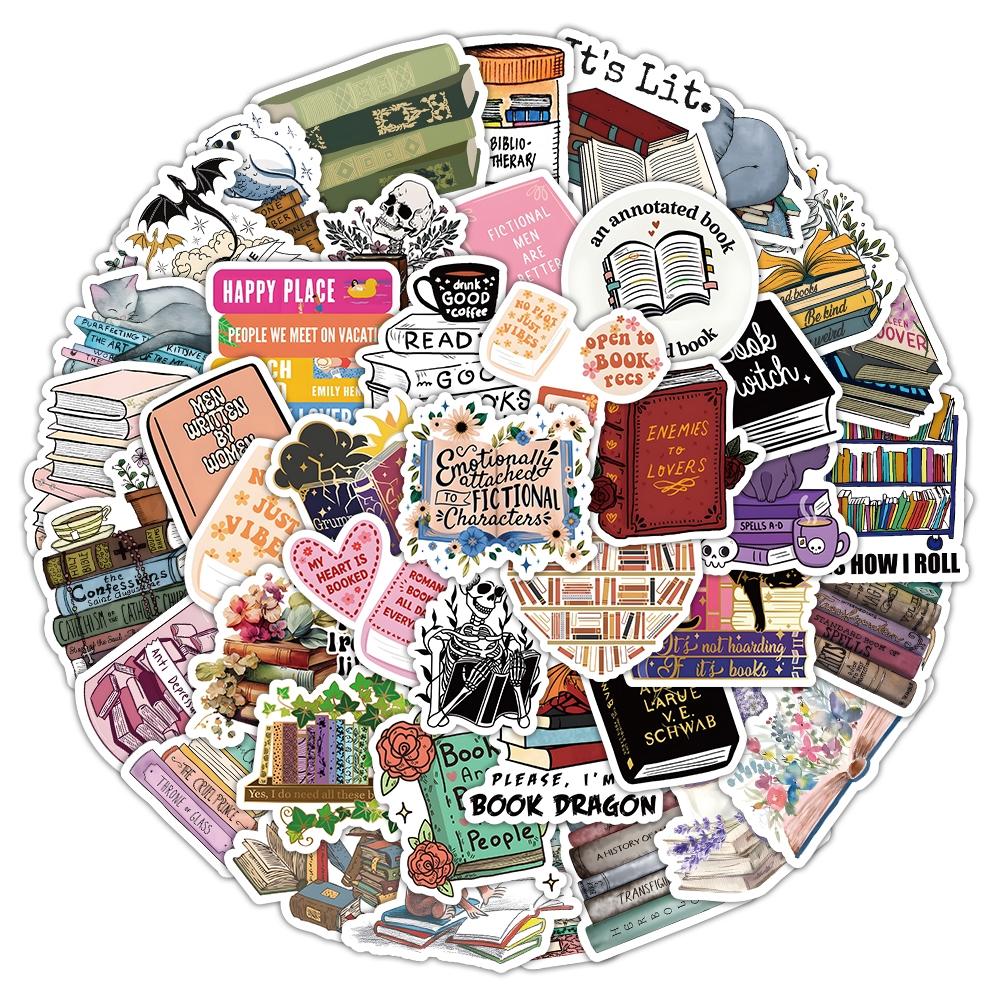 50 Sheets Reading Theme PVC Waterproof Stickers, Car Water Bottle Luggage Phone Laptop Decals, Durable and Easy to Apply