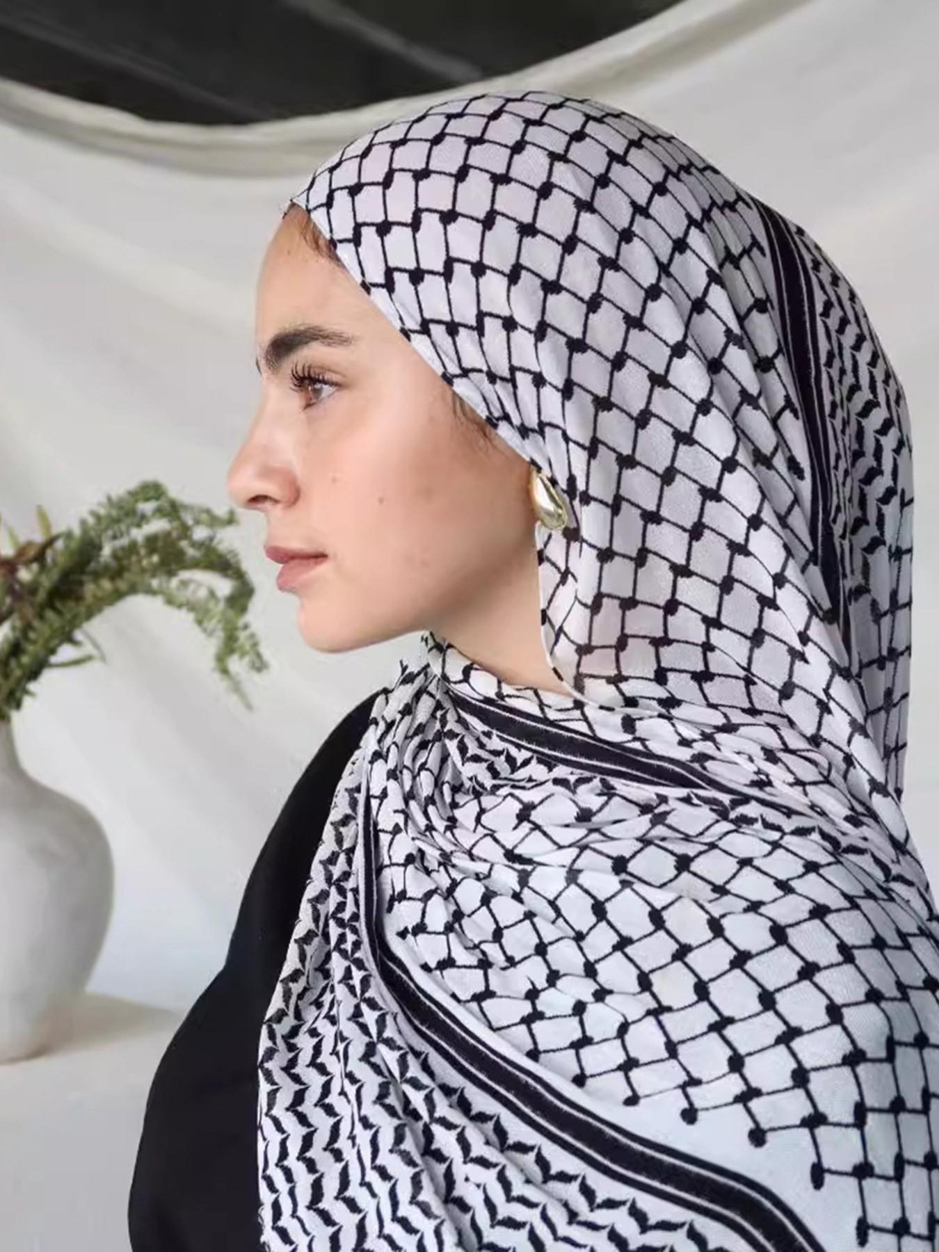 1pcs Bestselling New Pearl Chiffon Print Women's Headscarf, Dubai Turkish Palestine Arab Scarf, Fashionable and Stylish Accessory