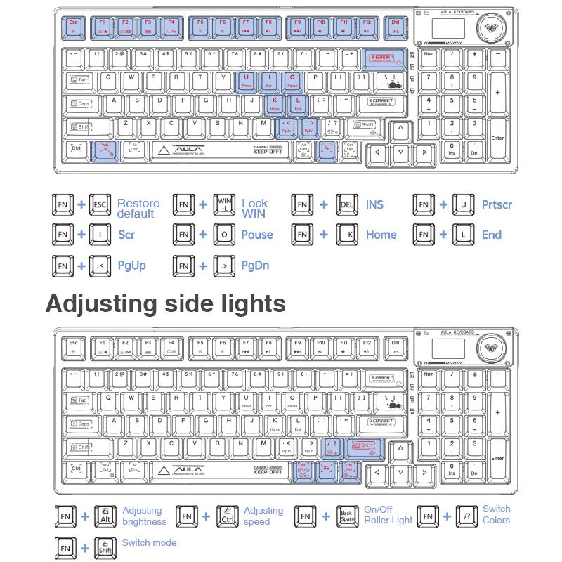 AULA F98 Pro Wireless Translucent Mechanical Rechargeable Gaming Keyboard, OLED Screen Knob Control, Hot Swappable Gasket Structure, RGB Backlit Tri-Mode Connection, Office Bluetooth Creamy Budget Keyboard Computer PC Accessory  TikTokShopfalldealsforyou