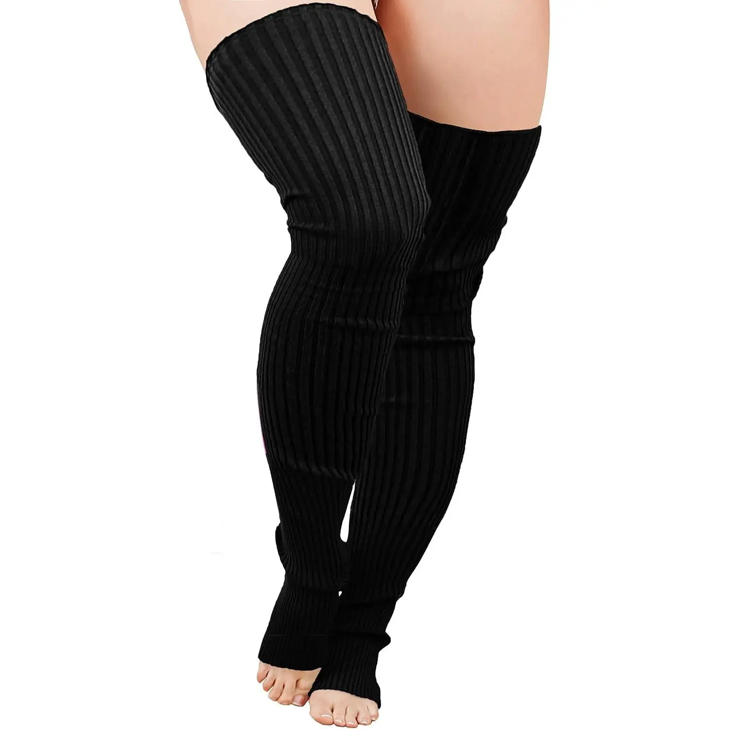 Plus Size Knit Leg Warmer Women Thick Thigh High Boot Extra Long Large Socks