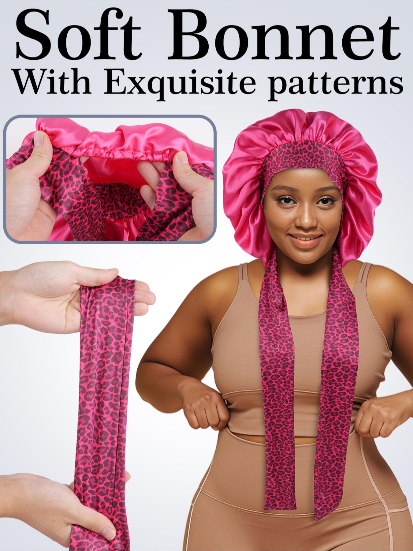 Long Hair Satin Sleep Cap with Elastic Band, Women's Nighttime Sleep Hat, Long Sleeper Cap, Suitable for All Hairstyles, Shower Cap