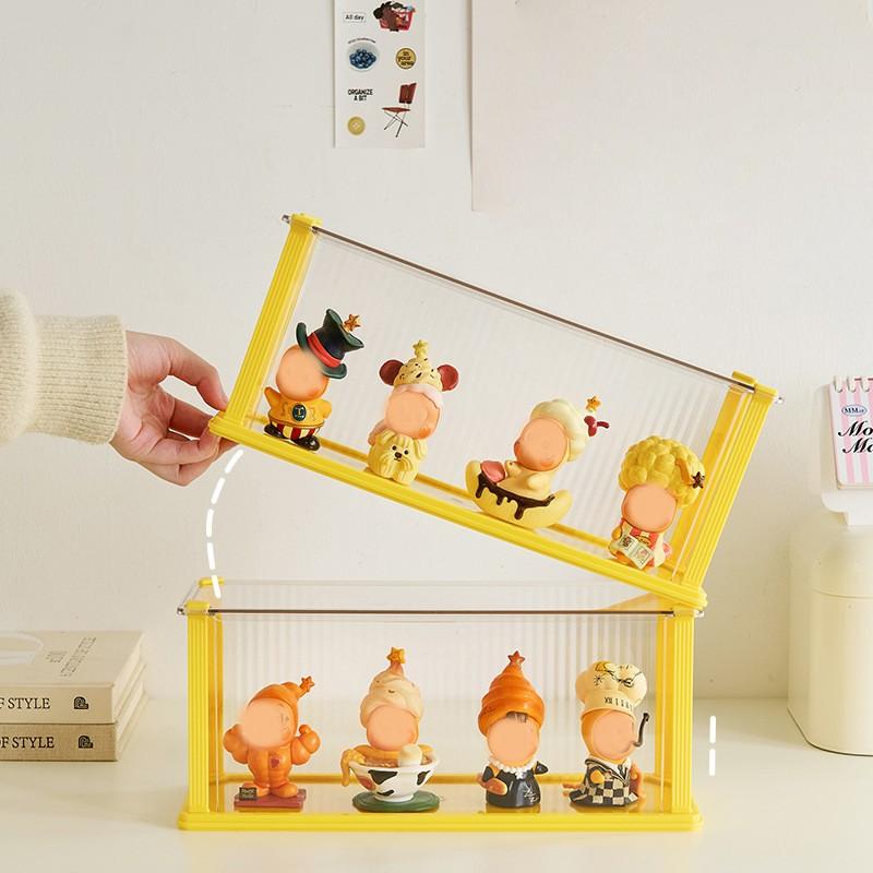 Desktop Storage Box Display Case, Roman Column Style, Stackable, Dustproof Moisture-Proof, Doll Figure Collection Showcase