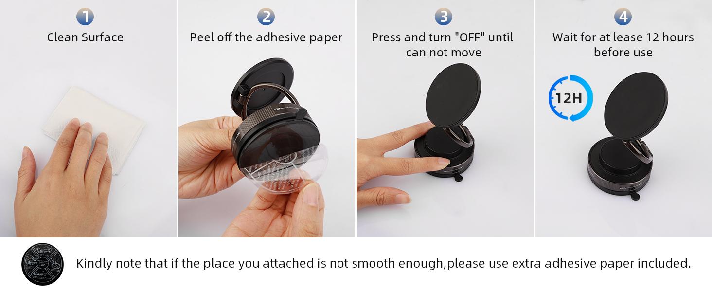 360° Vacuum Magnetic Phone Holder, Hands-Free Gym/Mirror/Shower/Smooth Surface, Strong Suction Cup Magnetic Car Phone Holder for All Smartphones & All Car Models adjustable